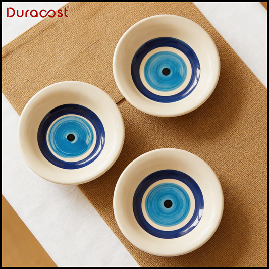 DuraCast® Evil Eye Bowls – Ceramic Serving Bowls Set of 3 | Multipurpose Bowls