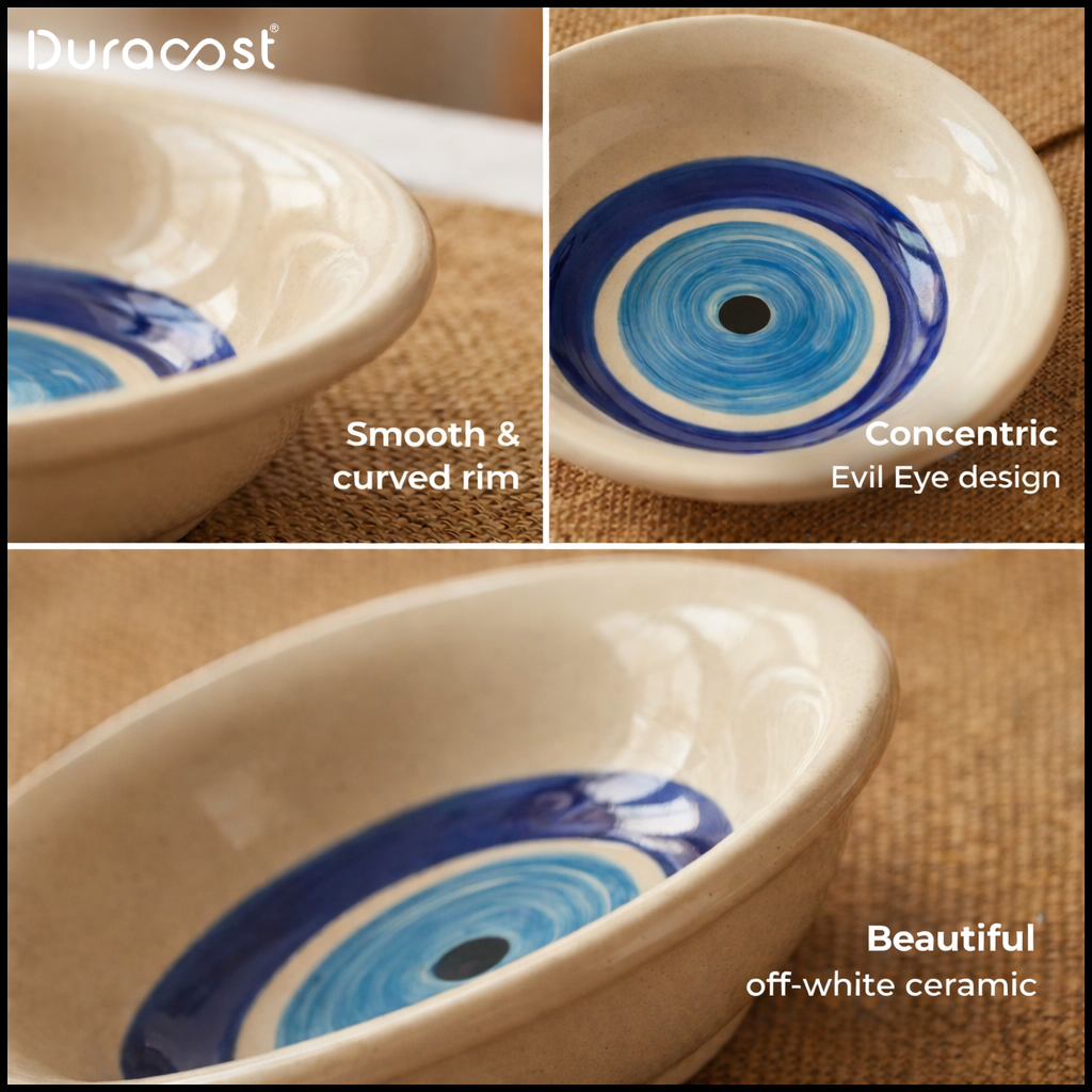 DuraCast® Evil Eye Bowls – Ceramic Serving Bowls Set of 3 | Multipurpose Bowls