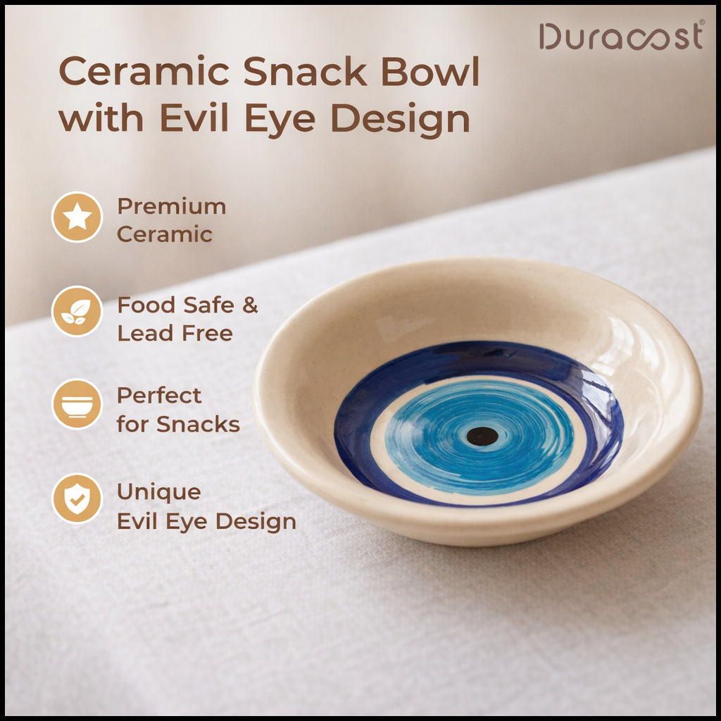 DuraCast® Evil Eye Bowls – Ceramic Serving Bowls Set of 3 | Multipurpose Bowls