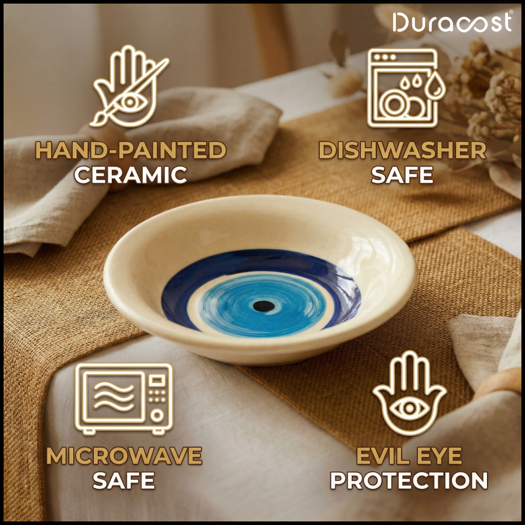 DuraCast® Evil Eye Bowls – Ceramic Serving Bowls Set of 3 | Multipurpose Bowls
