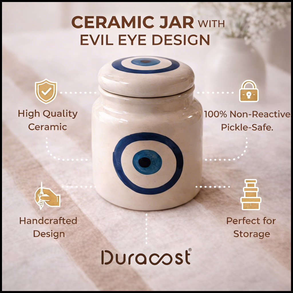 DuraCast® Evil Eye Jars – Ceramic Storage Jars Set of 2 | Designer Kitchen Containers
