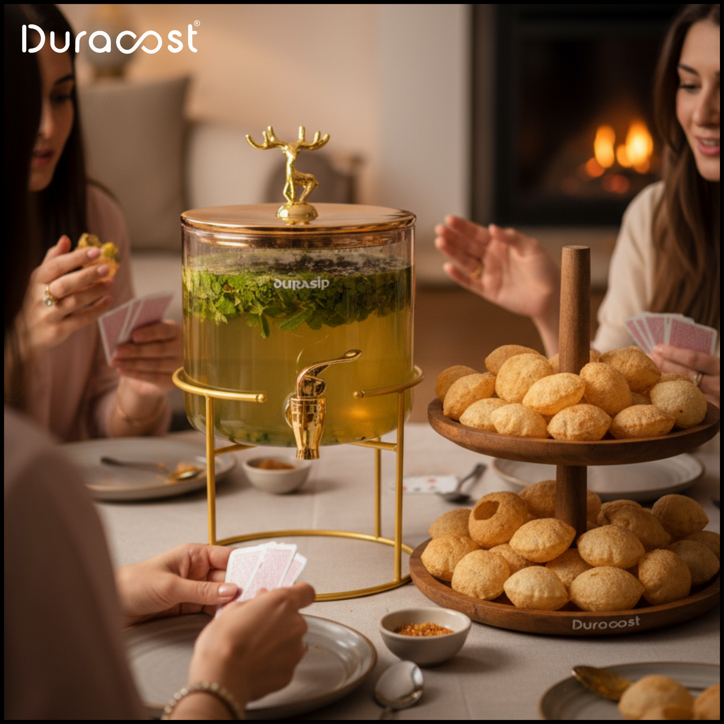 DuraCast® HostMate 2-Tier Wooden Stand – Premium Acacia Wood Dessert, Snack & Serveware Organizer | Rustic Tiered Serving Tray