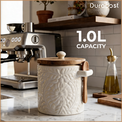 DuraCast® Ivory Jar – 1.0L Ceramic Storage Jar