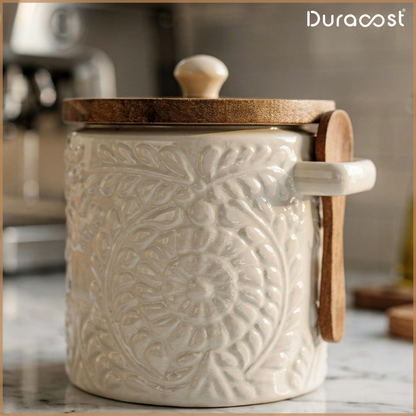 DuraCast® Ivory Jar – 1.0L Ceramic Storage Jar