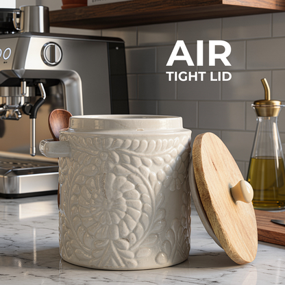 DuraCast® Ivory Jar – 1.0L Ceramic Storage Jar