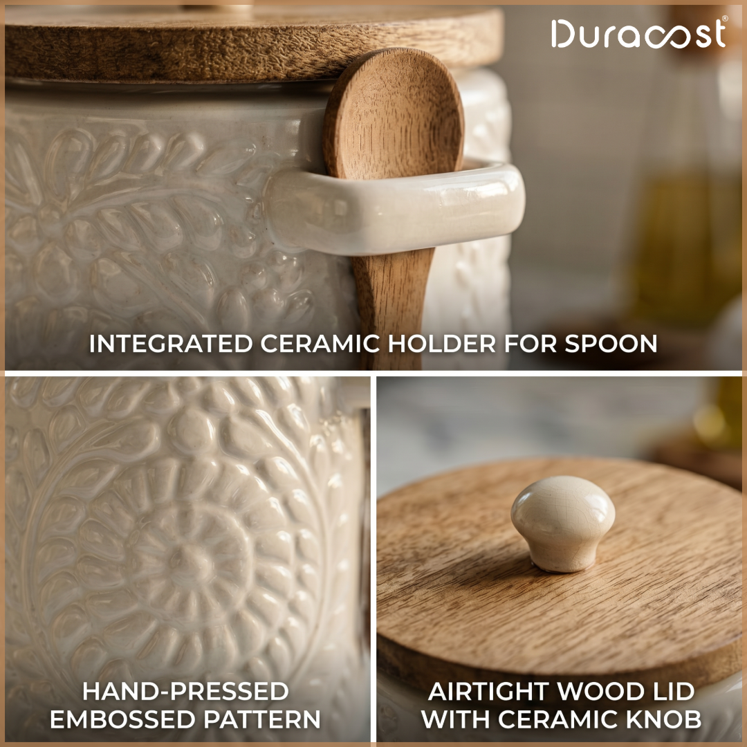 DuraCast® Ivory Jar – 1.0L Ceramic Storage Jar