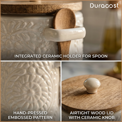 DuraCast® Ivory Jar – 1.0L Ceramic Storage Jar