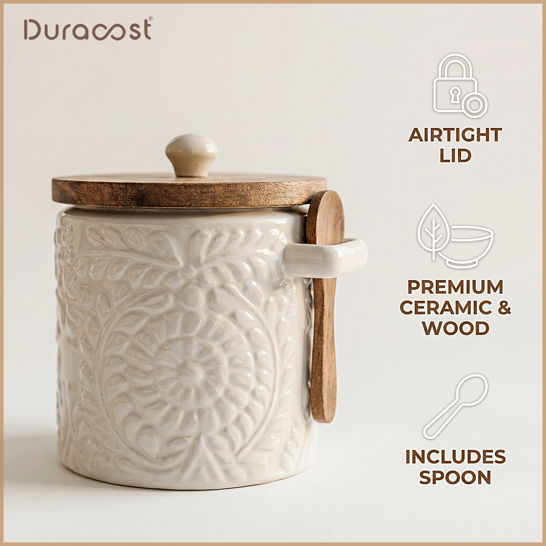 DuraCast® Ivory Jar – 1.0L Ceramic Storage Jar