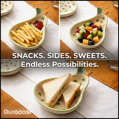 DuraCast® Pear Plates – Ceramic Snack Serving Plates Set of 3 | Designer Plates