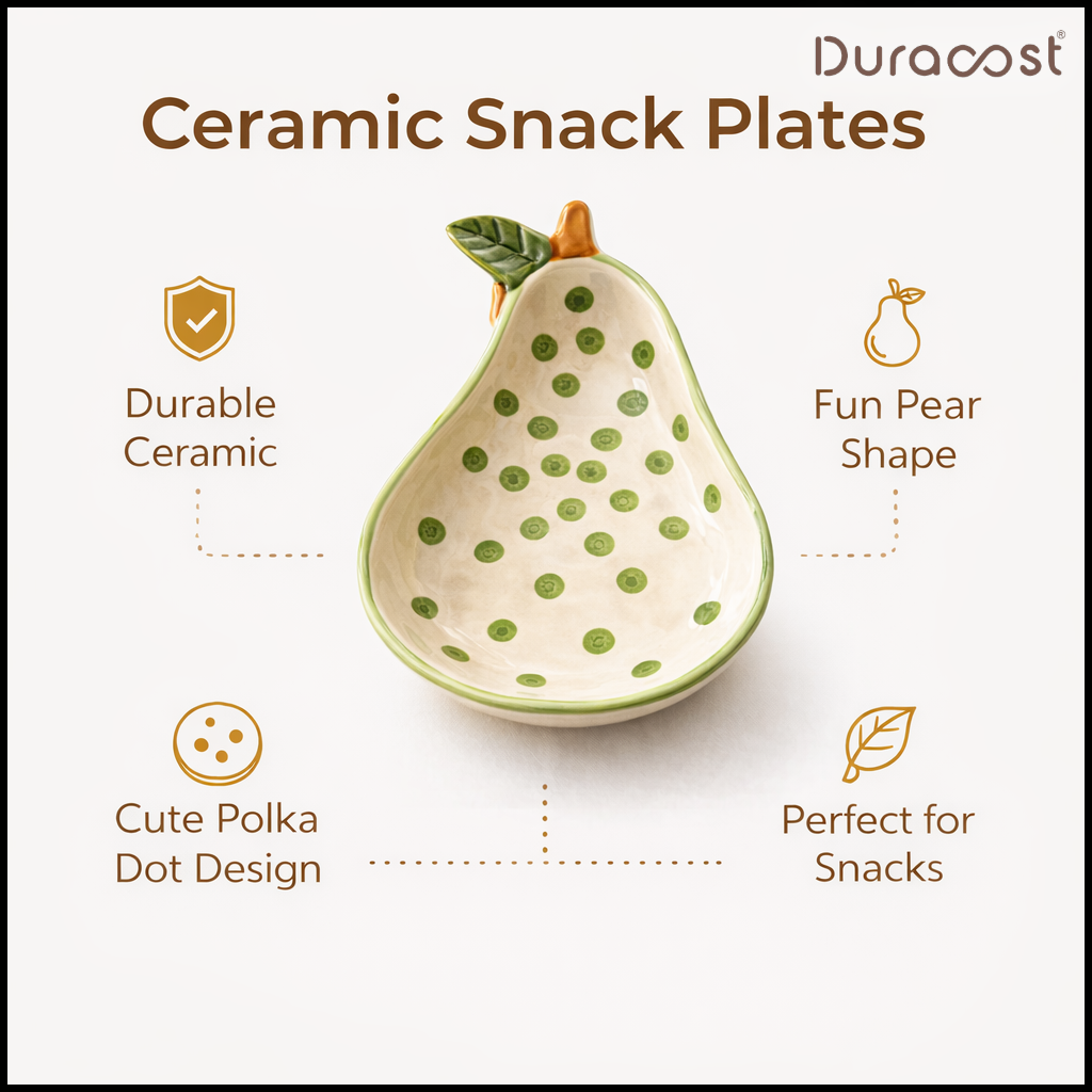 DuraCast® Pear Plates – Ceramic Snack Serving Plates Set of 3 | Designer Plates