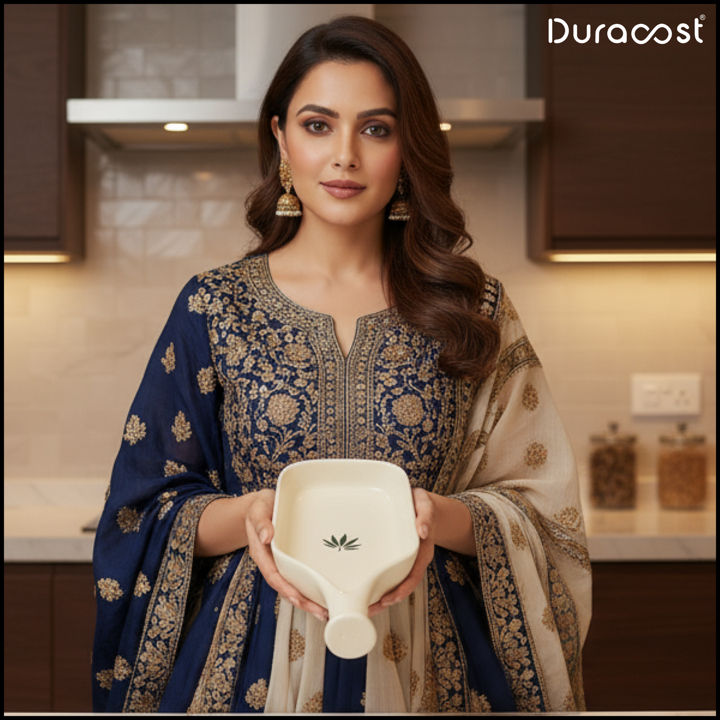 DuraCast® Serava Premium Ceramic Snack Serving Plate | Elegant Cook & Serve Tableware | Set of 2