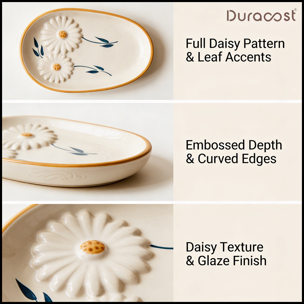 DuraCast® Sunny Plates – Handcrafted Ceramic Snack Plates Set of 3 | Designer Plates