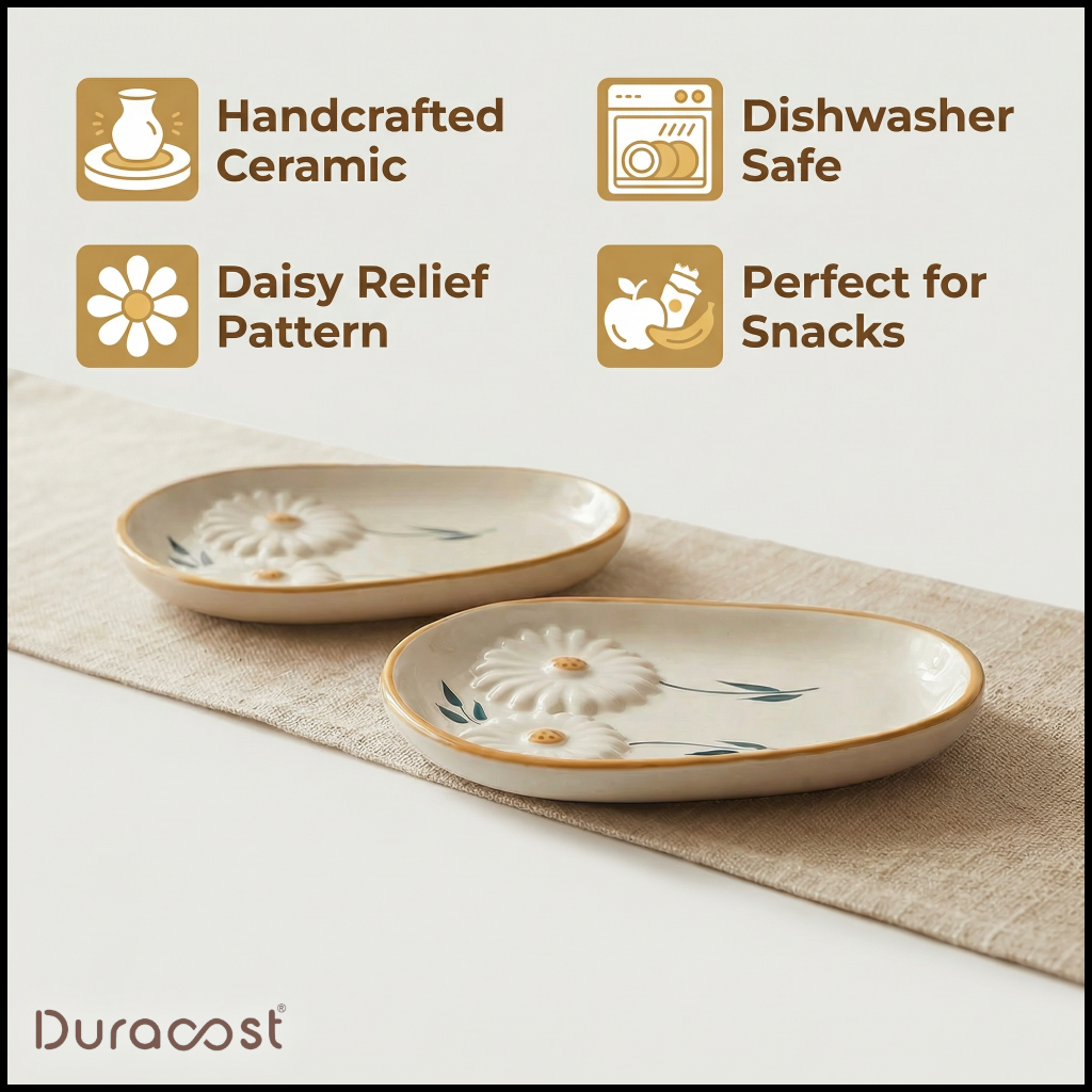 DuraCast® Sunny Plates – Handcrafted Ceramic Snack Plates Set of 3 | Designer Plates