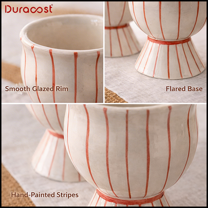 DuraCast® Sweet Lines – Ceramic Dessert Bowls Set of 4 | Premium Pedestal Sweet Bowls
