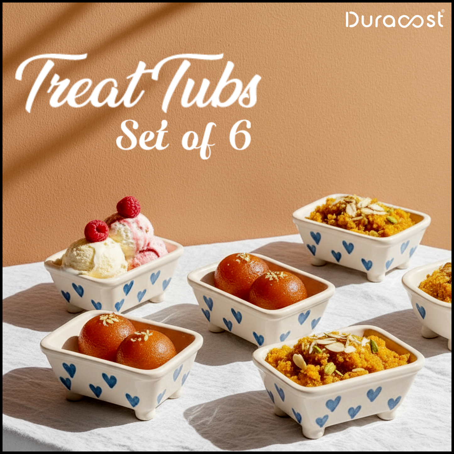 DuraCast® Treat Tubs – Set of 6 Ceramic Dessert Bowls | Perfect for Sweets, Ice Creams & Festive Serving