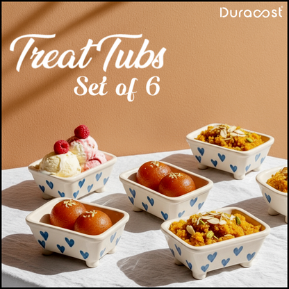 DuraCast® Treat Tubs – Set of 6 Ceramic Dessert Bowls | Perfect for Sweets, Ice Creams & Festive Serving