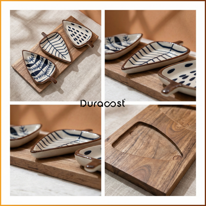 DuraCast® Treo Leaf Platter – Premium Snack & Chutney Server Set
