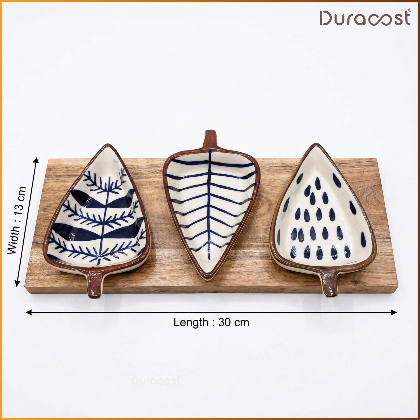DuraCast® Treo Leaf Platter – Premium Snack & Chutney Server Set