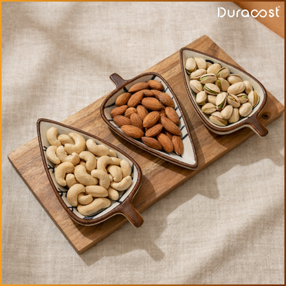 DuraCast® Treo Leaf Platter – Premium Snack & Chutney Server Set