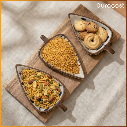 DuraCast® Treo Leaf Platter – Premium Snack & Chutney Server Set