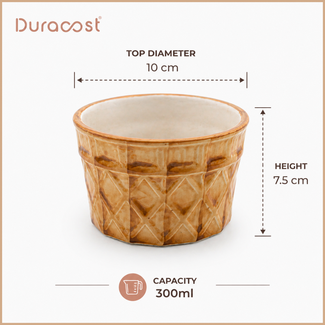 DuraCast® WaffleNest – Ceramic Bowl Set of 2 with Matching Spoons