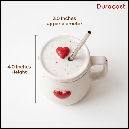 DuraSip™ Blush Ceramic Mug Set of 2 with Lid & Stainless Steel Straw