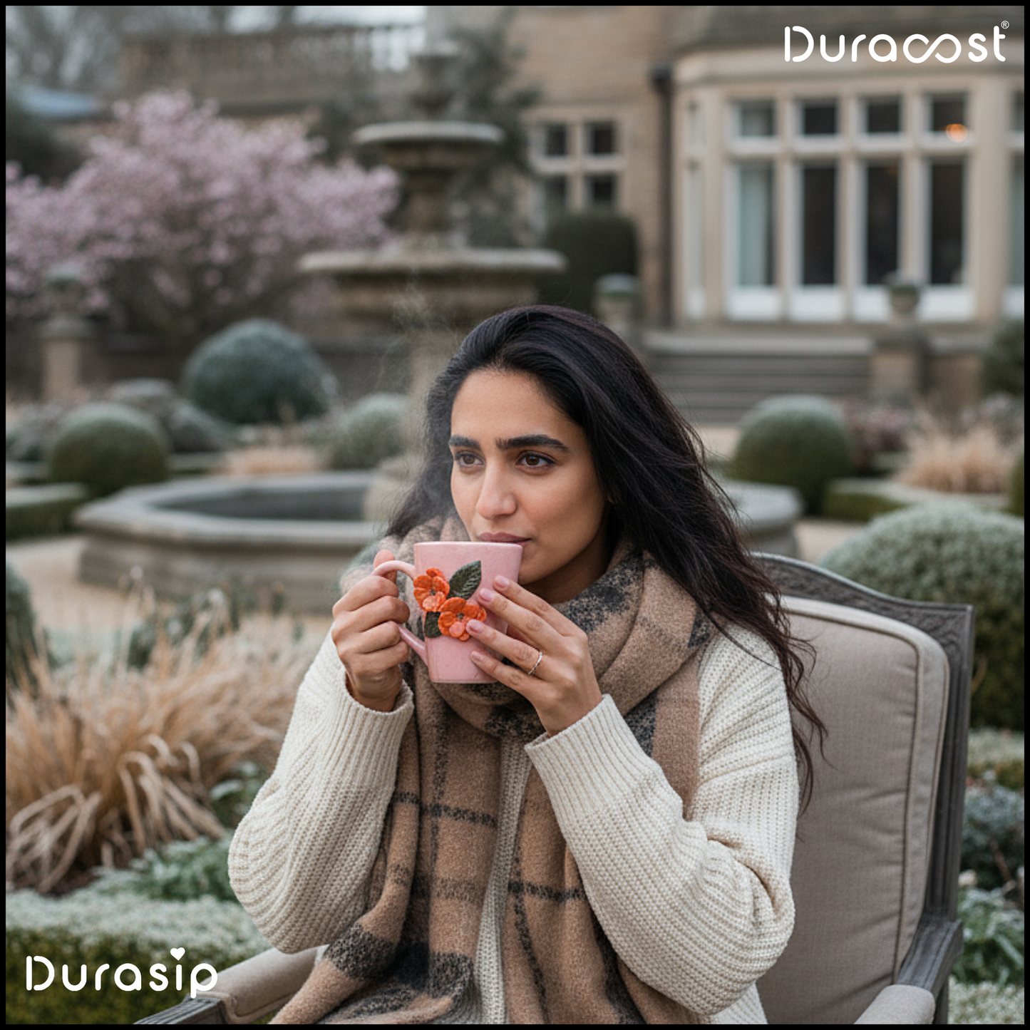 DuraSip™ Camelia Ceramic Mug Set of 2 – Premium Handcrafted Floral Coffee & Tea Cups | Elegant Designer Mugs for Hot Beverages & Gifting