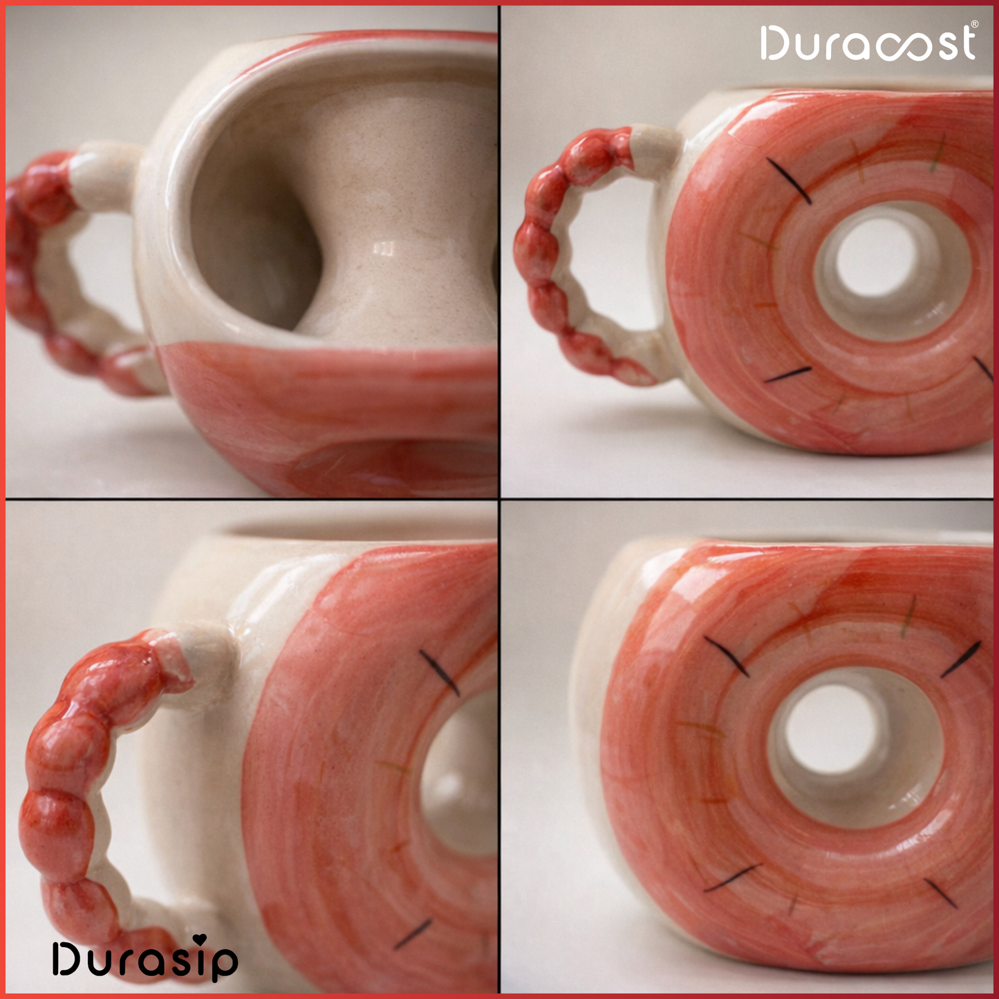 DuraSip™ Donut Mugs | Premium Ceramic Doughnut-Shaped Mugs – Set of 2