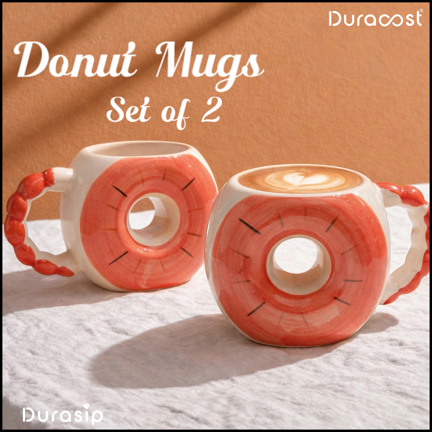 DuraSip™ Donut Mugs | Premium Ceramic Doughnut-Shaped Mugs – Set of 2