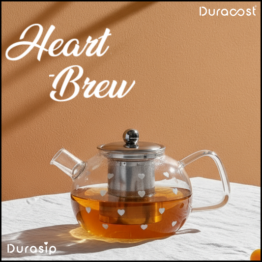 DuraSip™ Heart Brew Premium Glass Kettle – Heat-Resistant Borosilicate Glass Teapot | Gas Stove & Microwave Safe | Elegant Tea & Coffee Server
