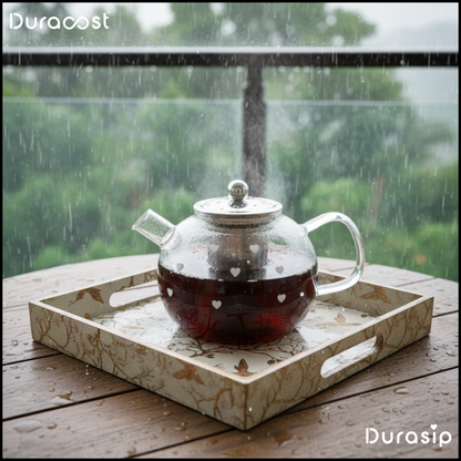 DuraSip™ Heart Brew Glass Kettle Set – Borosilicate Tea & Coffee Teapot | Gas Stove Safe | Gift Set with Cups & Tray
