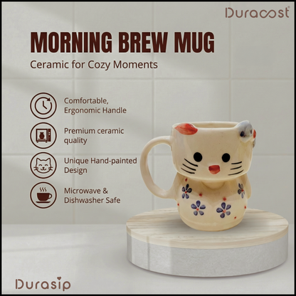 DuraSip™ Meow Mugs | Cute Cat-Shaped Ceramic Mugs – Set of 2