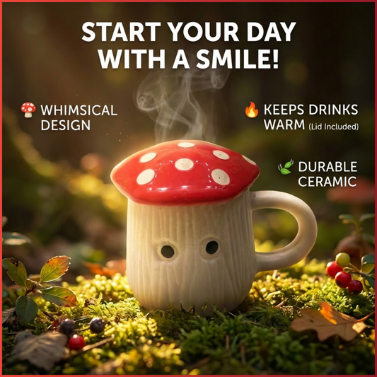 DuraSip™ Mush Mug | Mushroom-Shaped Ceramic Soup Mugs with Lids (Set of 2/4)