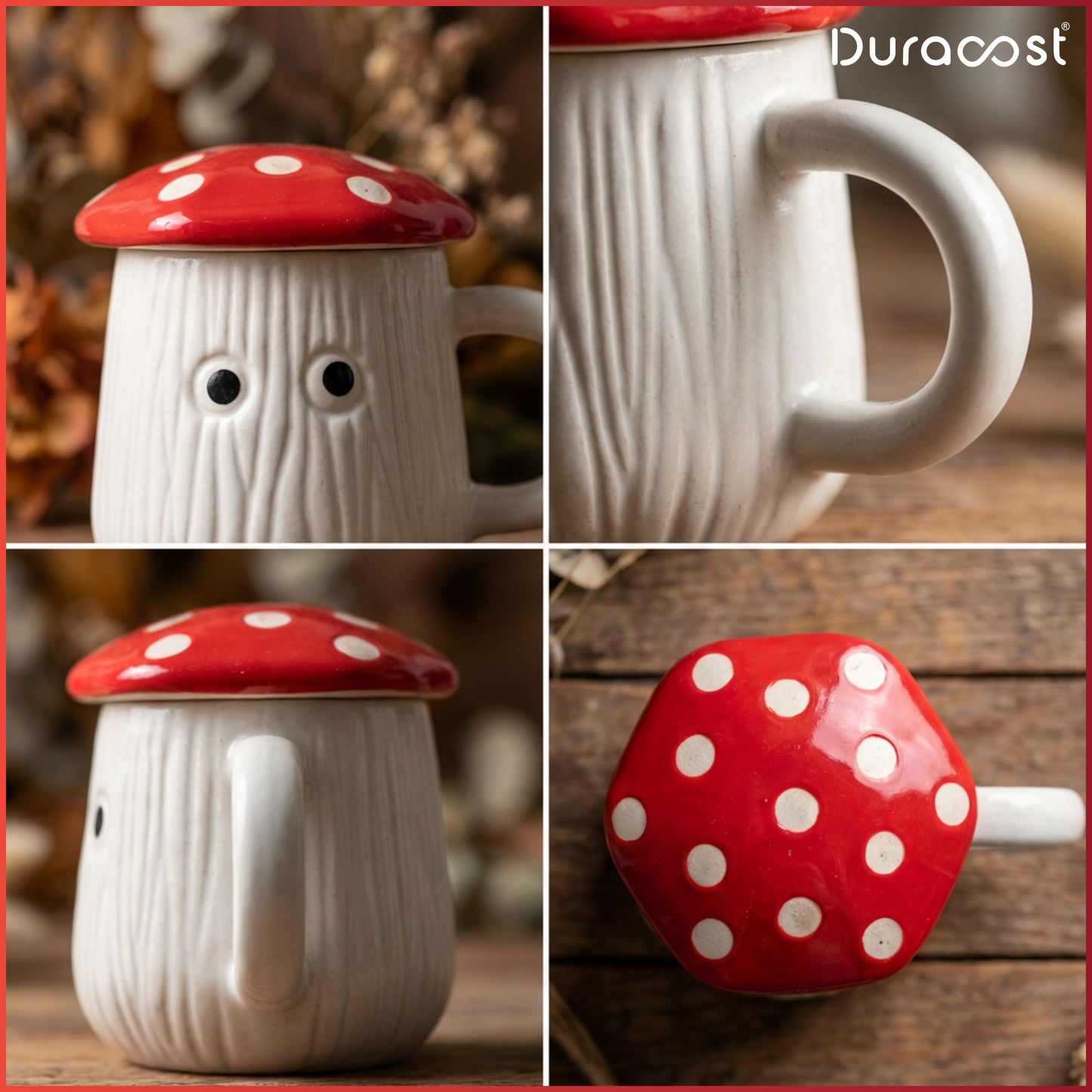 DuraSip™ Mush Mug | Mushroom-Shaped Ceramic Soup Mugs with Lids (Set of 2/4)
