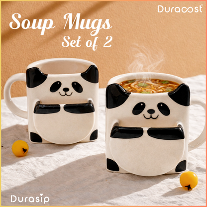 DuraSip™ Panda Soup Mugs – Premium Ceramic Panda-Shaped Mugs | Set of 2