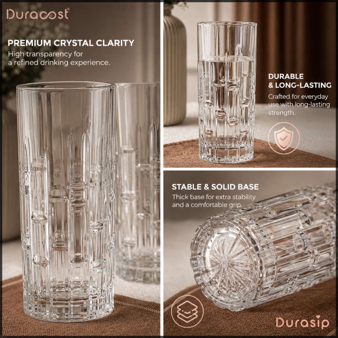 DuraSip™ Prism Glasses – 280ml Glass Set (Set of 6)