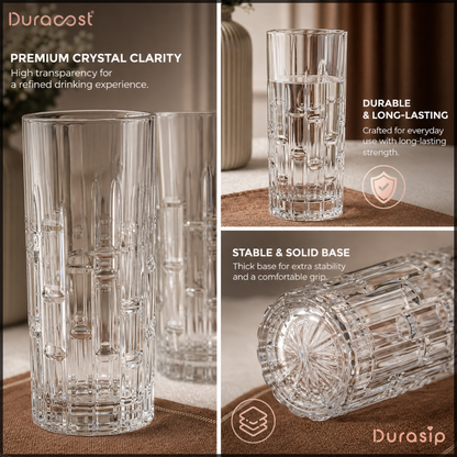 DuraSip™ Prism Glasses – 280ml Glass Set (Set of 6)