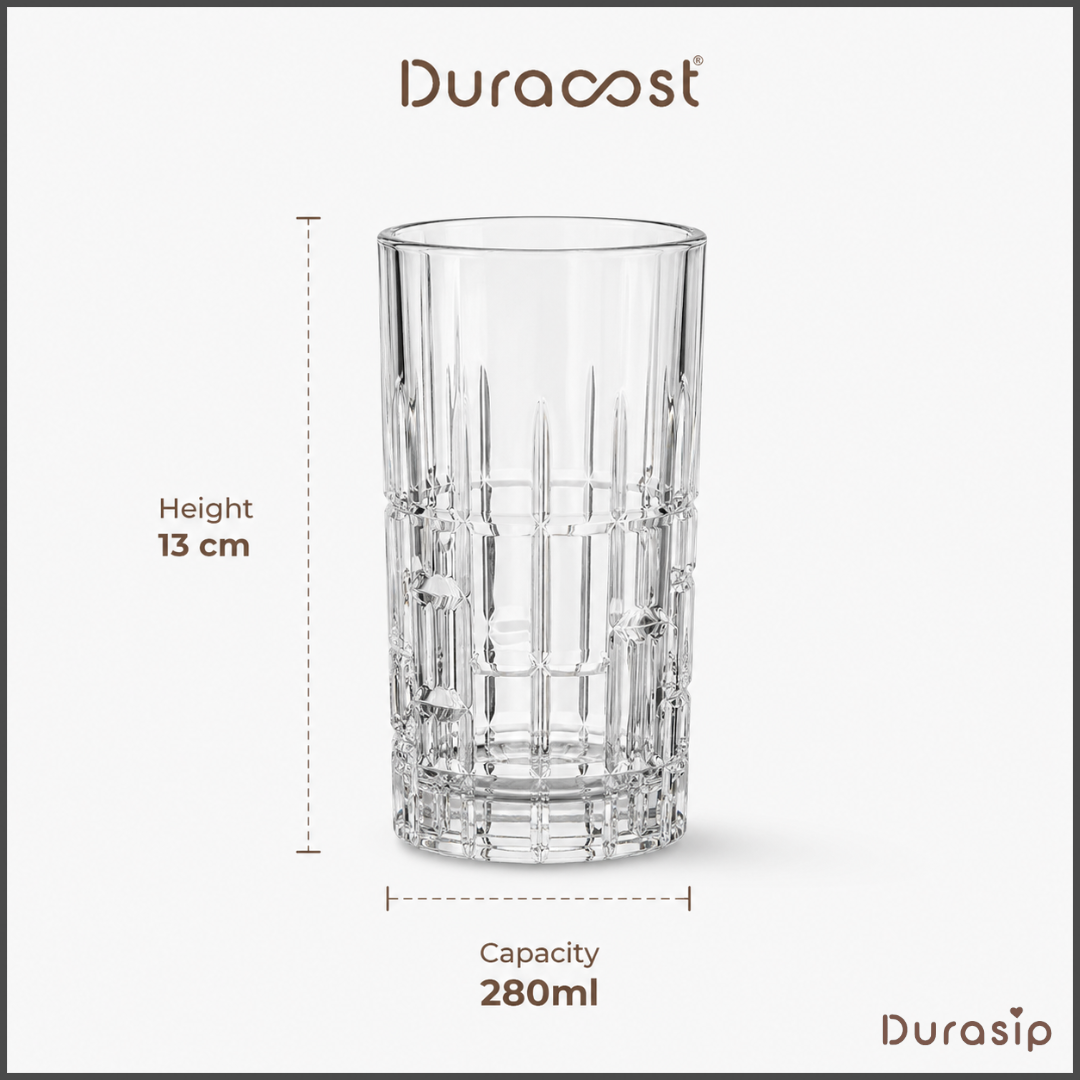 DuraSip™ Prism Glasses – 280ml Glass Set (Set of 6)
