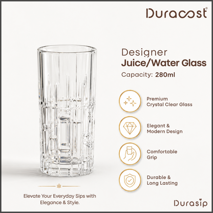 DuraSip™ Prism Glasses – 280ml Glass Set (Set of 6)