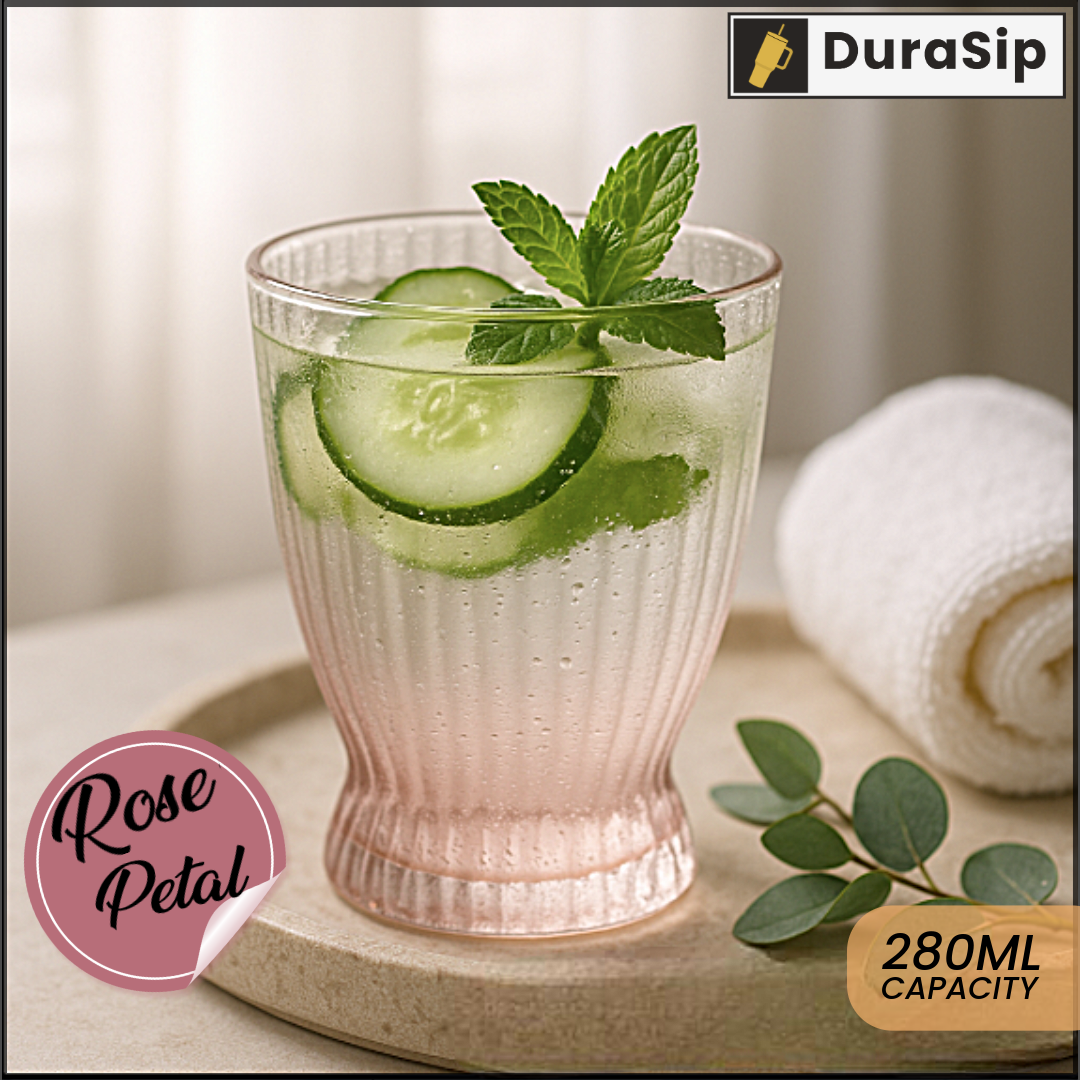 🌹 DuraSip Rose Petal – Set of 2 Gradient Pink 280ml Glasses | Premium Drinkware for Elegant Dining