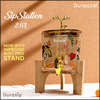 DuraSip™ SipStation 2.6L – Premium Amber Glass Drink Dispenser with Wooden Stand & Leakproof Tap | Ideal for Parties, Golgappa, Cocktails & Mocktails