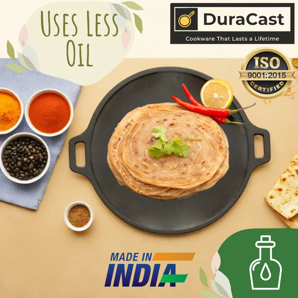 DuraCast India Premium 30cm Cast Iron Tawa for Authentic Indian Cooking | 2.4Kg | Pre-Seasoned …