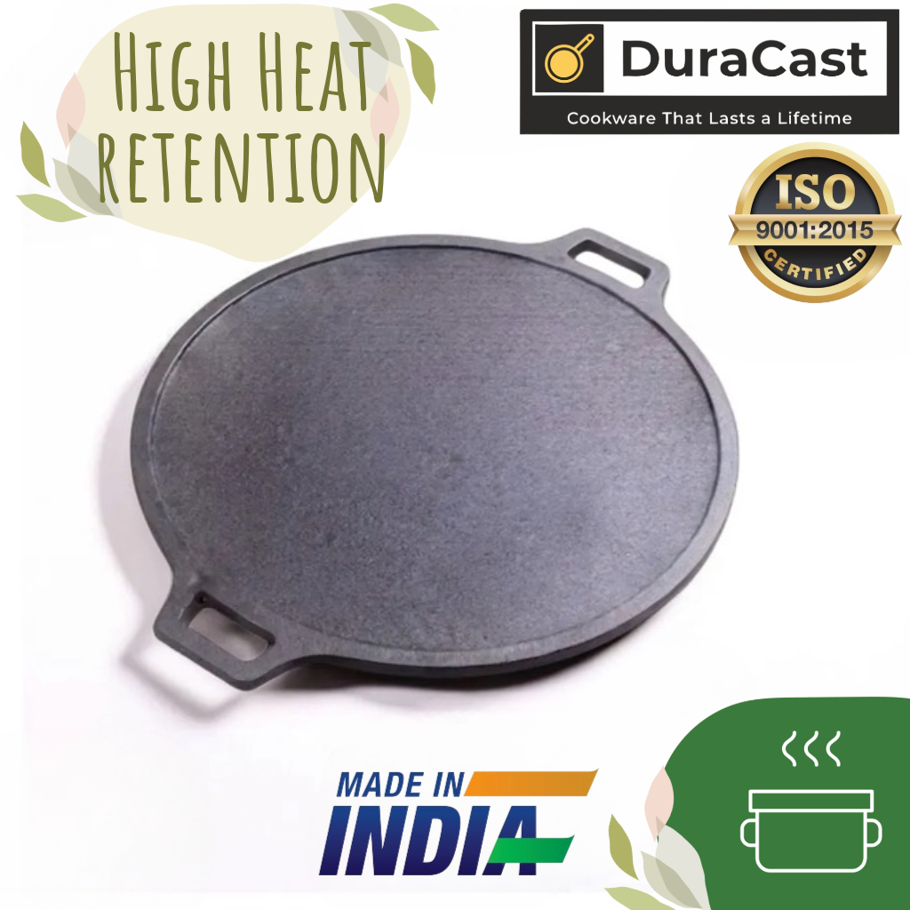 DuraCast India Premium 30cm Cast Iron Tawa for Authentic Indian Cooking | 2.4Kg | Pre-Seasoned …