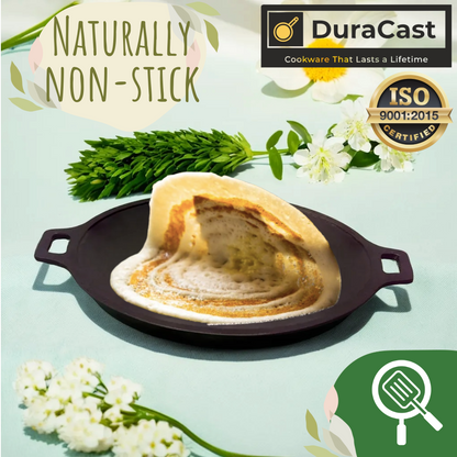 DuraCast India Premium 30cm Cast Iron Tawa for Authentic Indian Cooking | 2.4Kg | Pre-Seasoned …