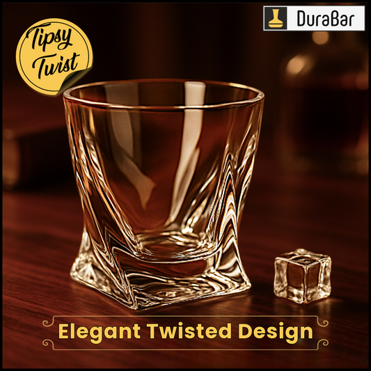 🥃 DuraBar Tipsy Twist – 300ml Premium Twisted Whiskey Glasses for Elegant Sips