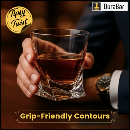 🥃 DuraBar Tipsy Twist – 300ml Premium Twisted Whiskey Glasses for Elegant Sips
