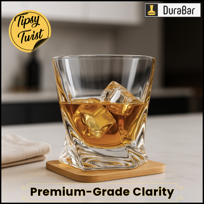🥃 DuraBar Tipsy Twist – 300ml Premium Twisted Whiskey Glasses for Elegant Sips