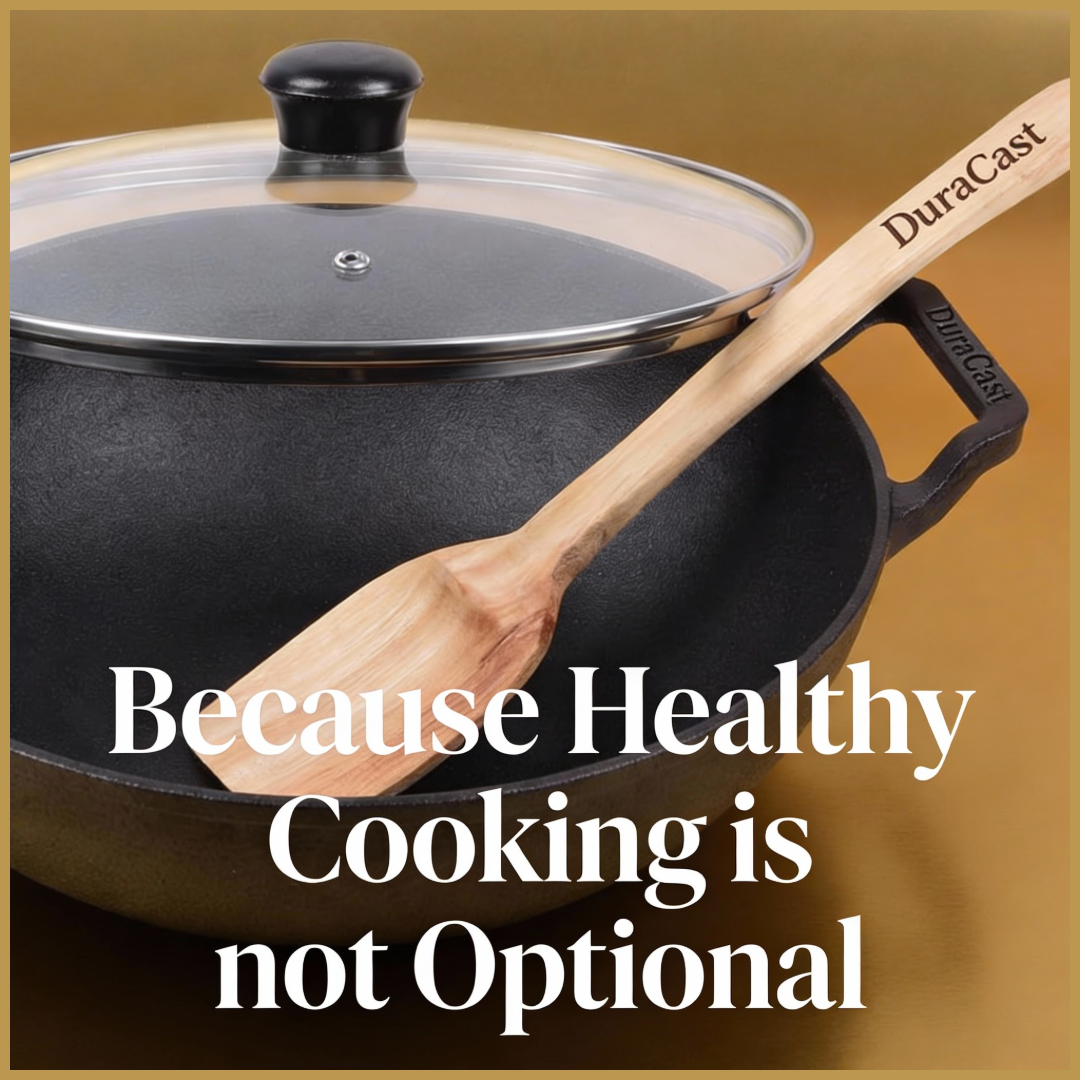 DuraCast India 26|24|22 cm Traditional Cast Iron Kadhai - Lightweight & Durable | Pre-Seasoned