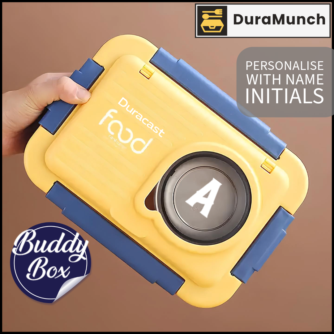 DuraMunch Buddy Box – Personalized 1000ml Kids Lunch Box with Stainless Steel & Leakproof Design