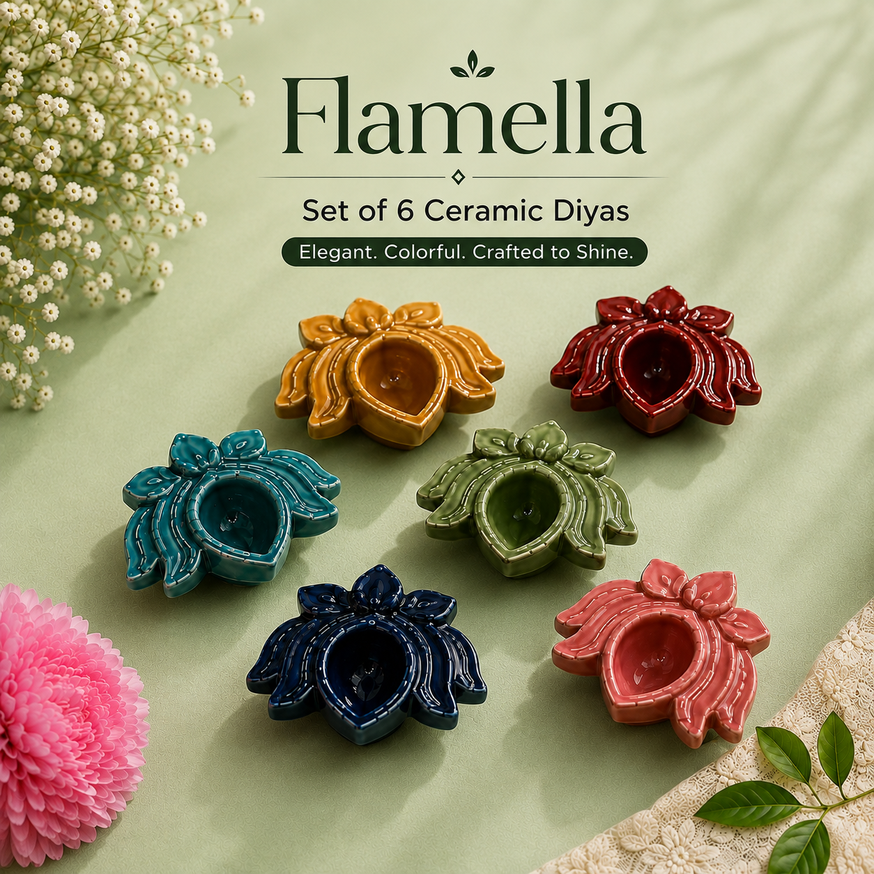 DuraCast® Flamella – Glazed Ceramic Diyas